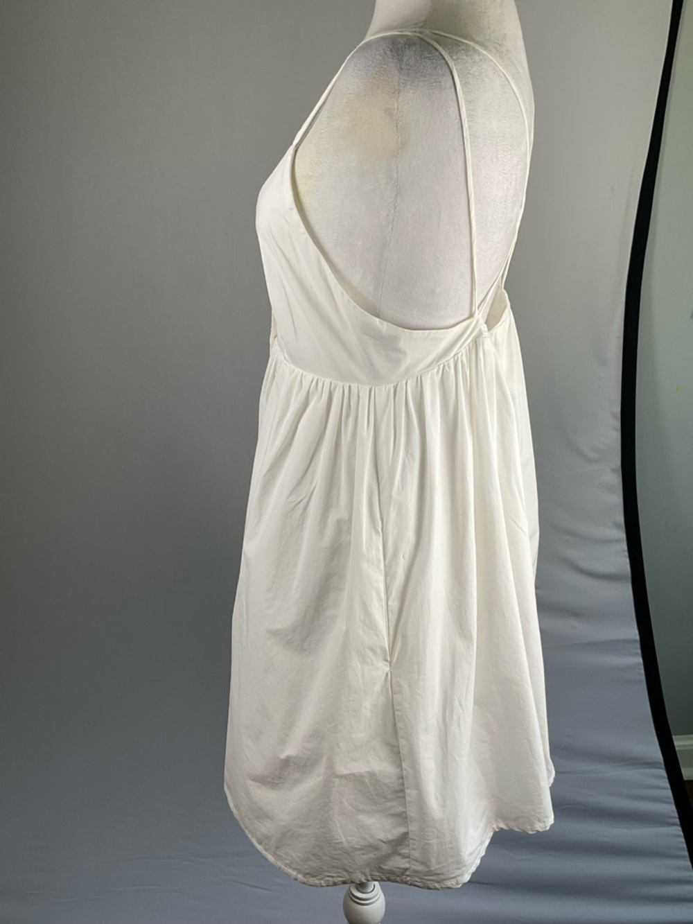 Scandi Minimalist White Cotton Mini Dress GESTUZ Resort Babydoll Pockets - Picture 16 of 16